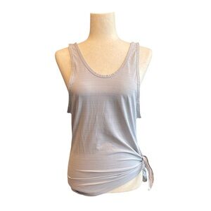 Athleta Tie Side Tank Low Back Light Grey Subtle Stripe Women's XS